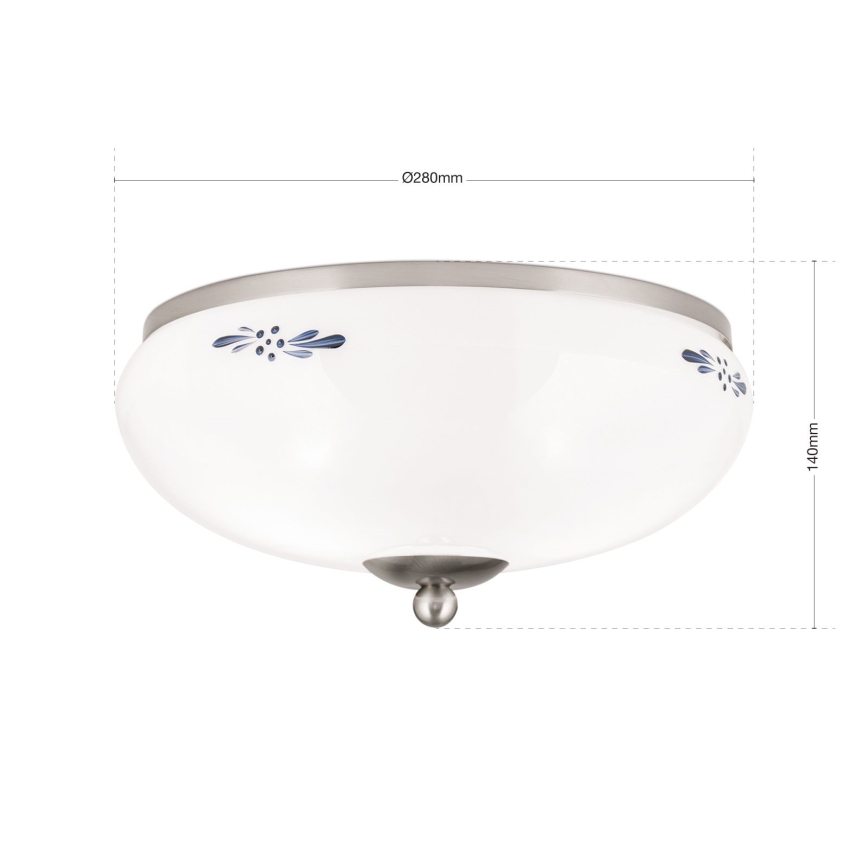 Plafon LANDHAUS 2xE27/60W/230V śr. 28 cm matowy chrom/biały