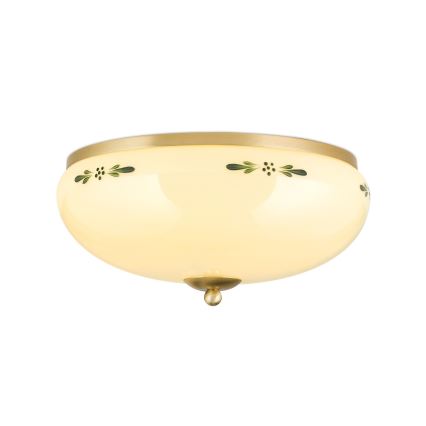 Lampa sufitowa LANDHAUS 3xE27/60W/230V śr. 35 cm mosiężny/beżowy/zielony