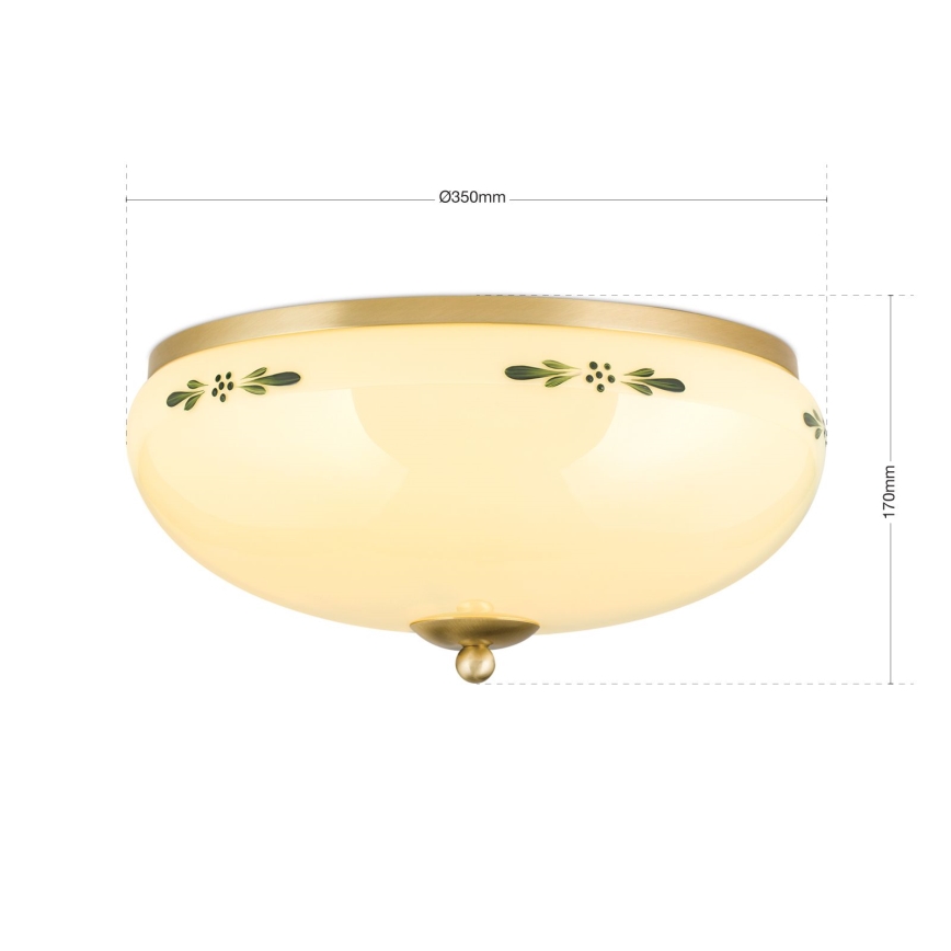 Lampa sufitowa LANDHAUS 3xE27/60W/230V śr. 35 cm mosiężny/beżowy/zielony