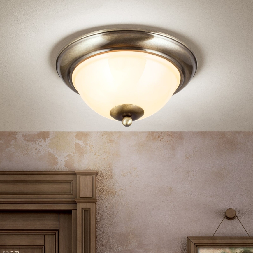 Plafon AUSTRIAN OLD LAMP 2xE27/60W/230V śr. 27 cm brąz/beżowy