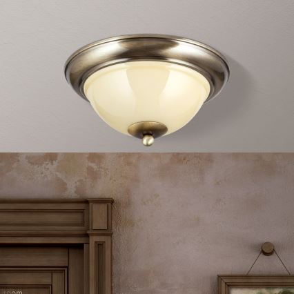 Plafon AUSTRIAN OLD LAMP 2xE27/60W/230V śr. 27 cm brąz/beżowy