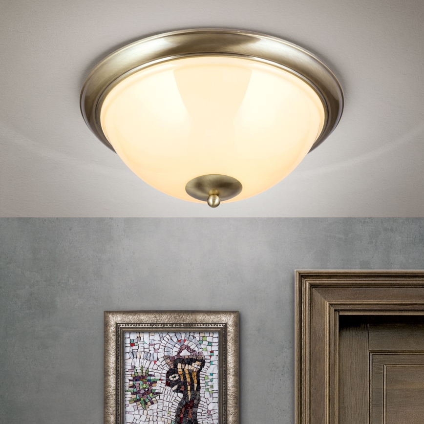 Plafon AUSTRIAN OLD LAMP 3xE27/60W/230V śr. 50 cm brąz/beżowy