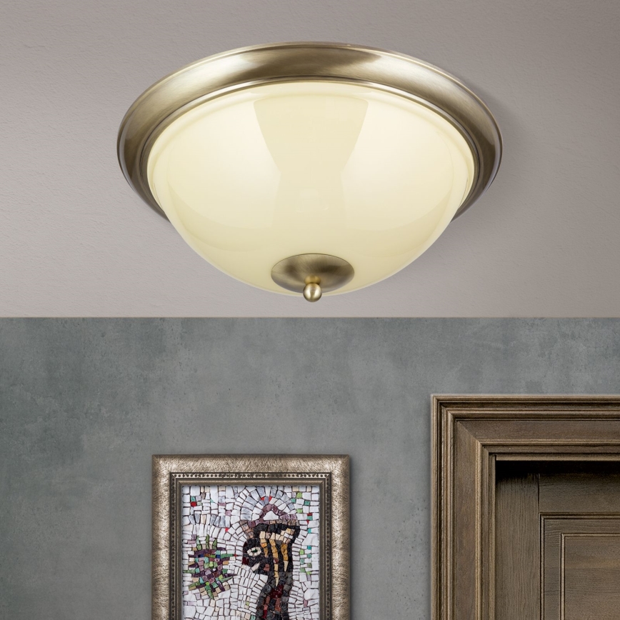 Plafon AUSTRIAN OLD LAMP 3xE27/60W/230V śr. 50 cm brąz/beżowy