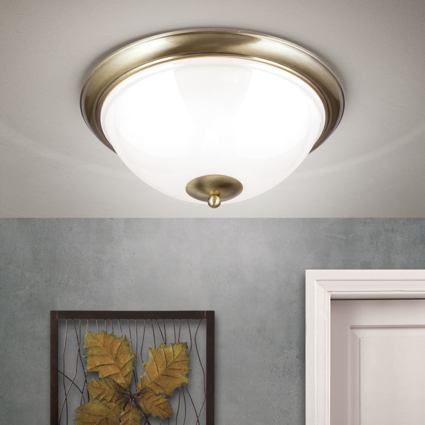 Plafon AUSTRIAN OLD LAMP 3xE27/60W/230V śr. 50 cm brąz/biały