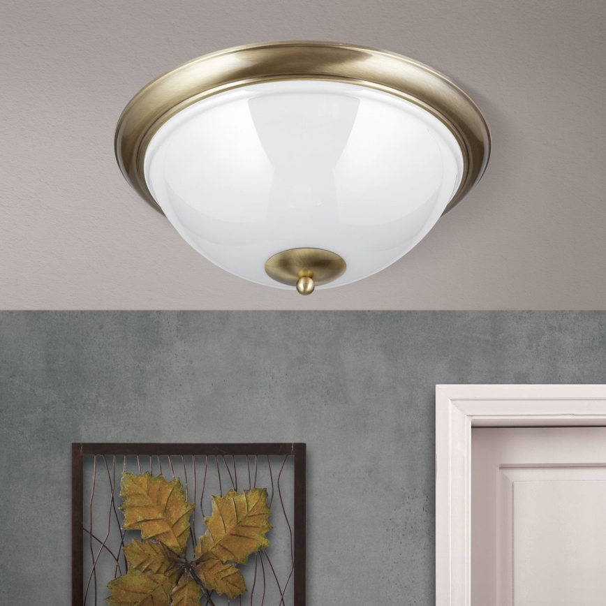Plafon AUSTRIAN OLD LAMP 3xE27/60W/230V śr. 50 cm brąz/biały