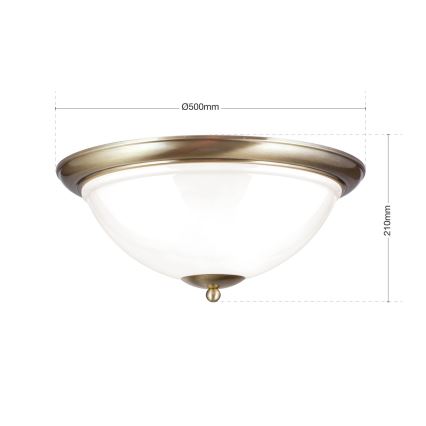 Plafon AUSTRIAN OLD LAMP 3xE27/60W/230V śr. 50 cm brąz/biały