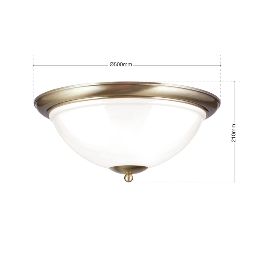Plafon AUSTRIAN OLD LAMP 3xE27/60W/230V śr. 50 cm brąz/biały