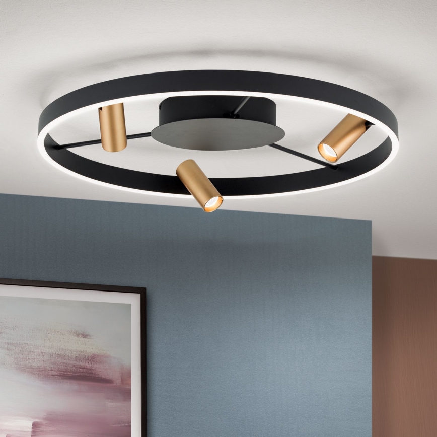LED Plafon ściemnialny BERLIN LED/50W/230V czarny/złoty