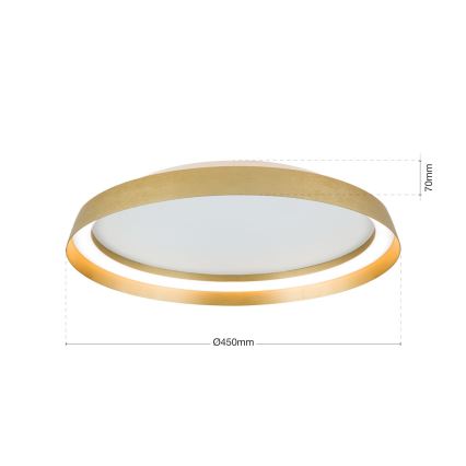 LED Plafon ściemnialny MANTA LED/38W/230V 2700/3000/4000K śr. 45 cm złoty