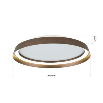 LED Plafon ściemnialny MANTA LED/38W/230V 2700/3000/4000K śr. 45 cm brązowy