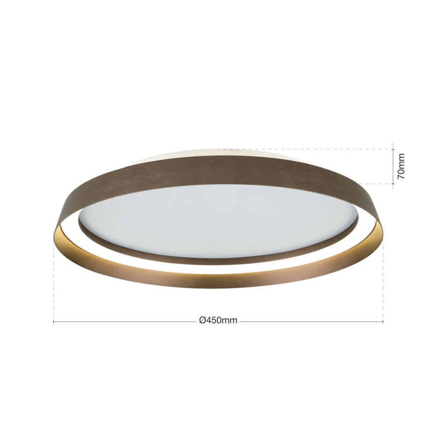 LED Plafon ściemnialny MANTA LED/38W/230V 2700/3000/4000K śr. 45 cm brązowy