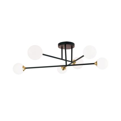 Żyrandol natynkowy SNOWWHITE 6xG9/20W/230V śr. 84 cm czarny/złoty