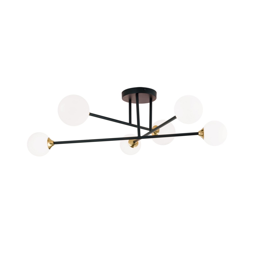 Żyrandol natynkowy SNOWWHITE 6xG9/20W/230V śr. 84 cm czarny/złoty