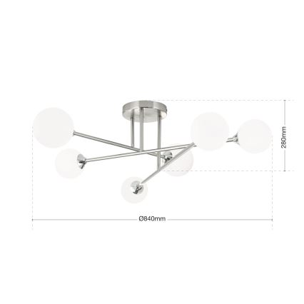 Żyrandol natynkowy SNOWWHITE 6xG9/20W/230V śr. 84 cm matowy chrom