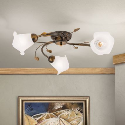 Żyrandol natynkowy SISI 3xE14/40W/230V śr. 60 cm brąz/patyna