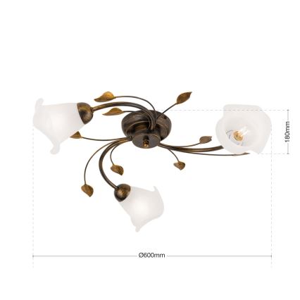 Żyrandol natynkowy SISI 3xE14/40W/230V śr. 60 cm brąz/patyna