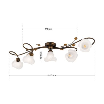 Żyrandol natynkowy SISI 5xE14/40W/230V brąz/patyna