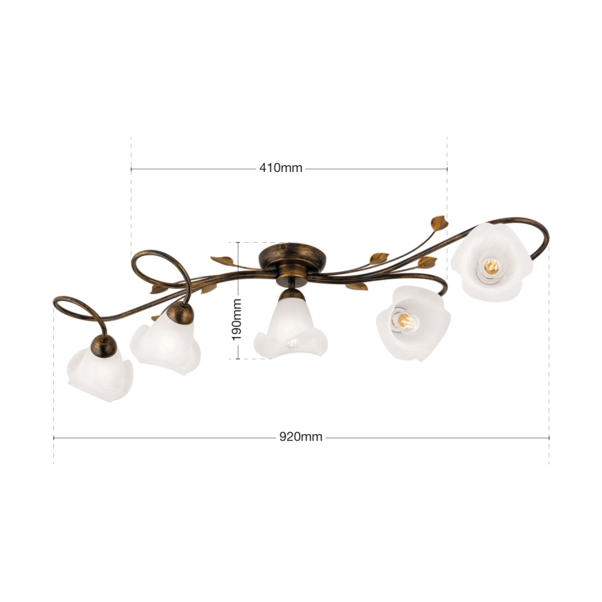 Żyrandol natynkowy SISI 5xE14/40W/230V brąz/patyna
