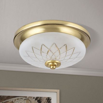 Plafon PORTO 1xE27/40W/230V śr. 26 cm złoty