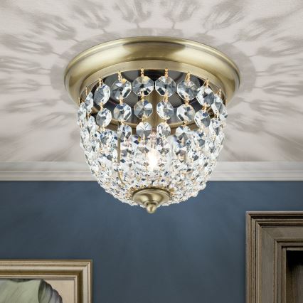 Plafon kryształowy PLAFOND 1xE27/40W/230V śr. 26 cm brąz