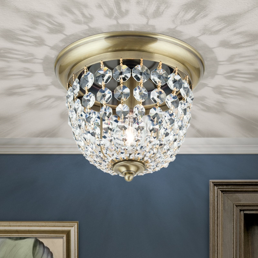 Plafon kryształowy PLAFOND 1xE27/40W/230V śr. 26 cm brąz