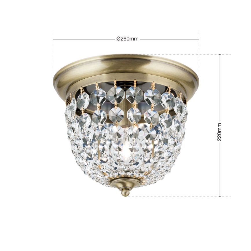 Plafon kryształowy PLAFOND 1xE27/40W/230V śr. 26 cm brąz