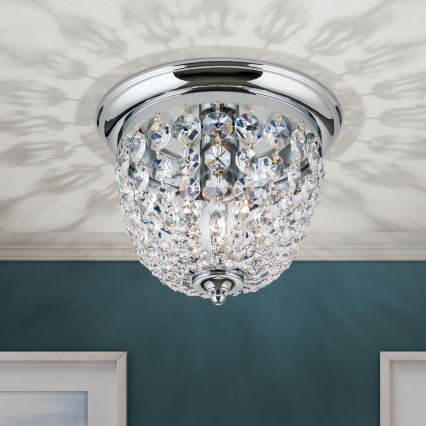 Plafon kryształowy PLAFOND 1xE27/40W/230V śr. 26 cm chrom błyszczący