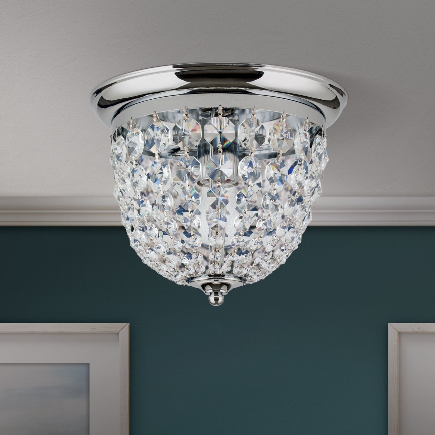 Plafon kryształowy PLAFOND 1xE27/40W/230V śr. 26 cm chrom błyszczący