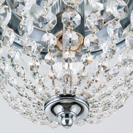 Plafon kryształowy PLAFOND 1xE27/40W/230V śr. 26 cm chrom błyszczący