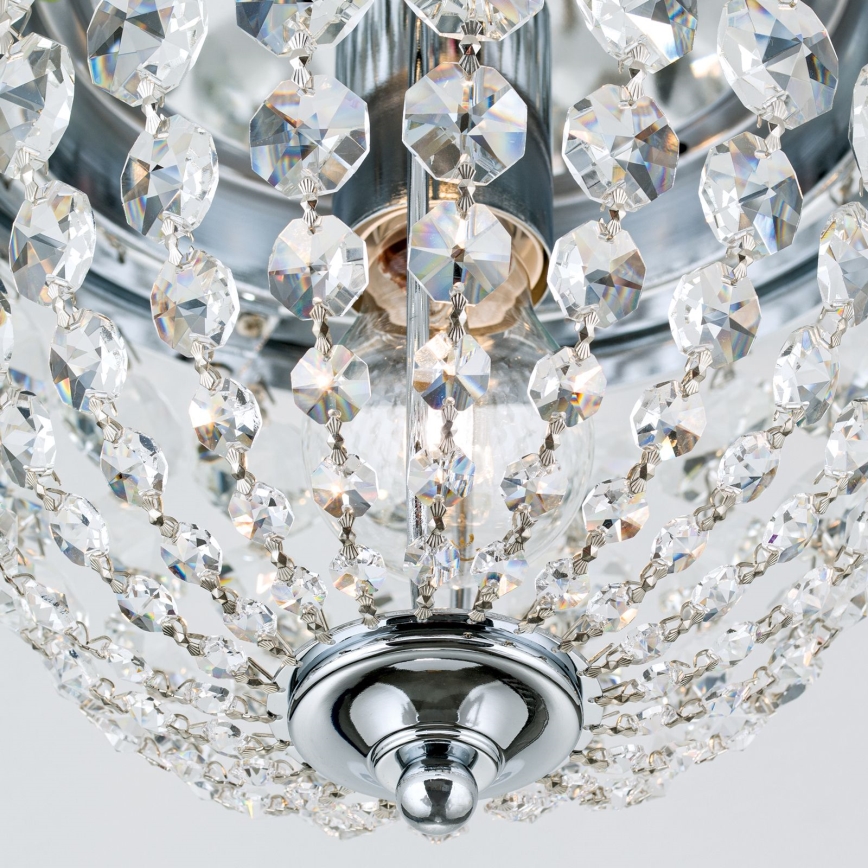 Plafon kryształowy PLAFOND 1xE27/40W/230V śr. 26 cm chrom błyszczący