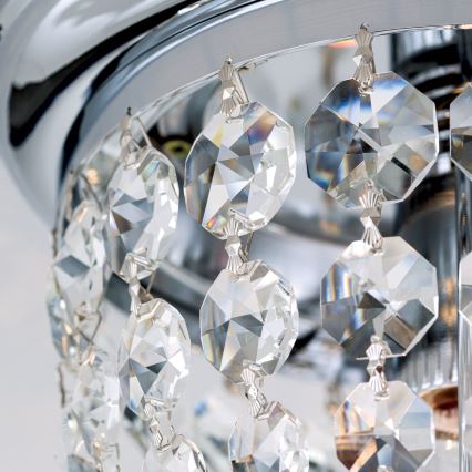 Plafon kryształowy PLAFOND 1xE27/40W/230V śr. 26 cm chrom błyszczący