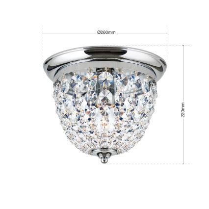 Plafon kryształowy PLAFOND 1xE27/40W/230V śr. 26 cm chrom błyszczący
