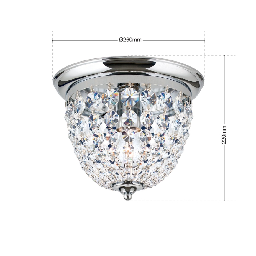 Plafon kryształowy PLAFOND 1xE27/40W/230V śr. 26 cm chrom błyszczący