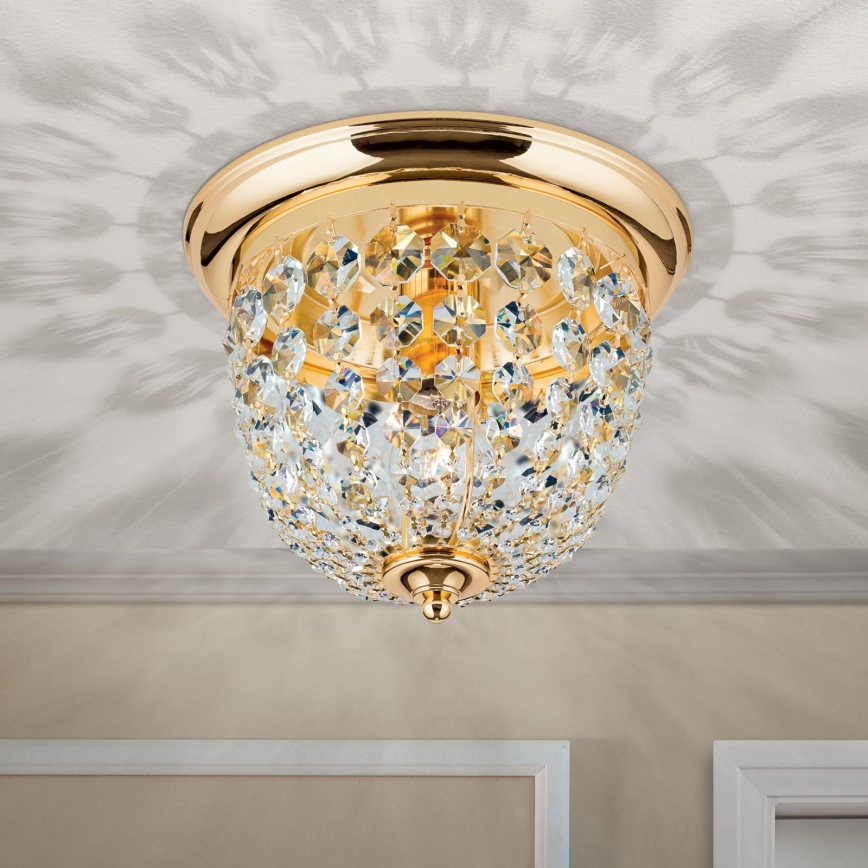 Plafon kryształowy PLAFOND 1xE27/40W/230V śr. 26 cm złoty