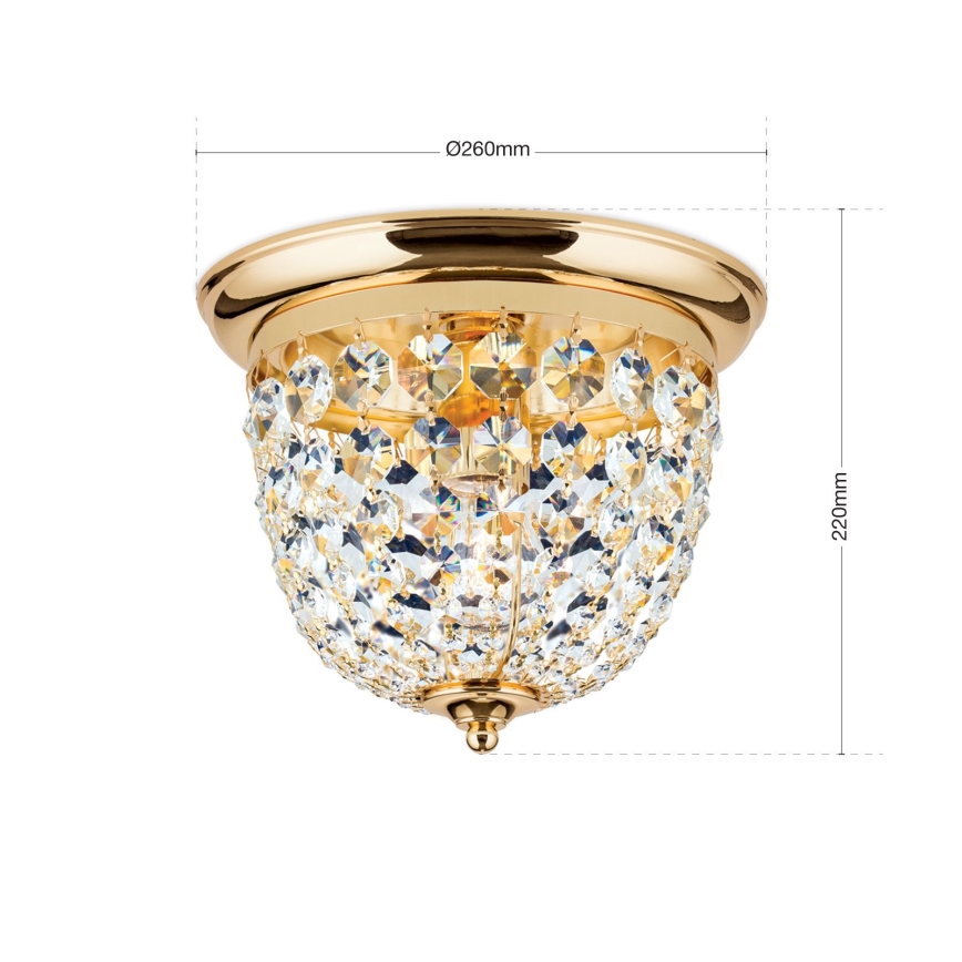 Plafon kryształowy PLAFOND 1xE27/40W/230V śr. 26 cm złoty