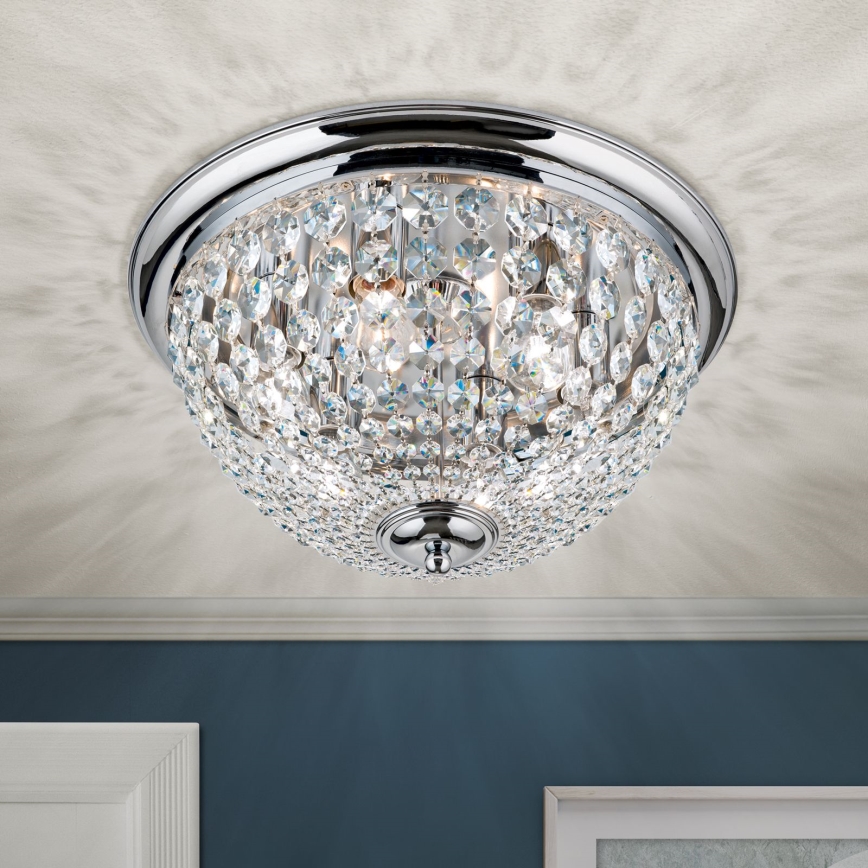 Plafon kryształowy PLAFOND 6xE27/40W/230V śr. 47 cm chrom błyszczący