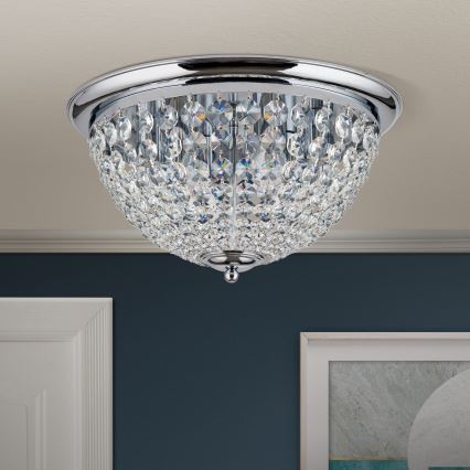 Plafon kryształowy PLAFOND 6xE27/40W/230V śr. 47 cm chrom błyszczący