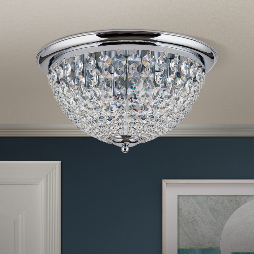 Plafon kryształowy PLAFOND 6xE27/40W/230V śr. 47 cm chrom błyszczący