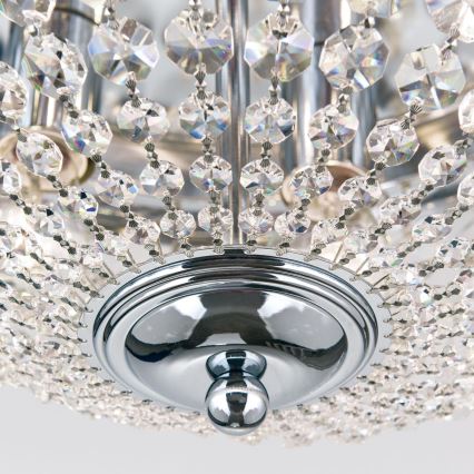 Plafon kryształowy PLAFOND 6xE27/40W/230V śr. 47 cm chrom błyszczący
