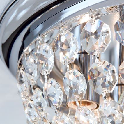 Plafon kryształowy PLAFOND 6xE27/40W/230V śr. 47 cm chrom błyszczący