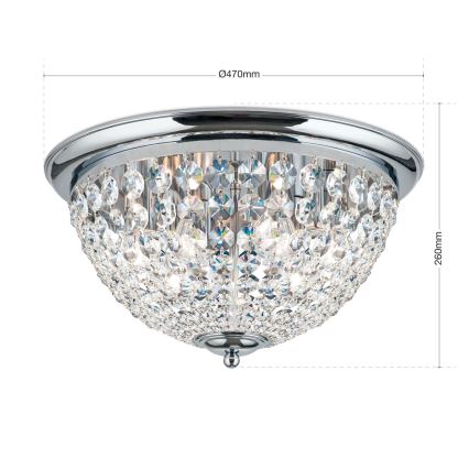 Plafon kryształowy PLAFOND 6xE27/40W/230V śr. 47 cm chrom błyszczący