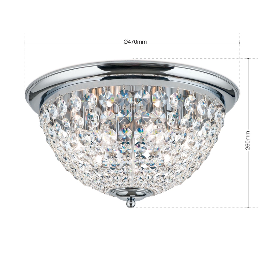 Plafon kryształowy PLAFOND 6xE27/40W/230V śr. 47 cm chrom błyszczący