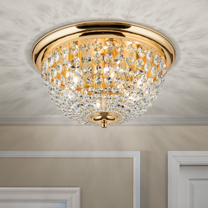 Plafon kryształowy PLAFOND 6xE27/40W/230V śr. 47 cm złoty