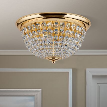 Plafon kryształowy PLAFOND 6xE27/40W/230V śr. 47 cm złoty