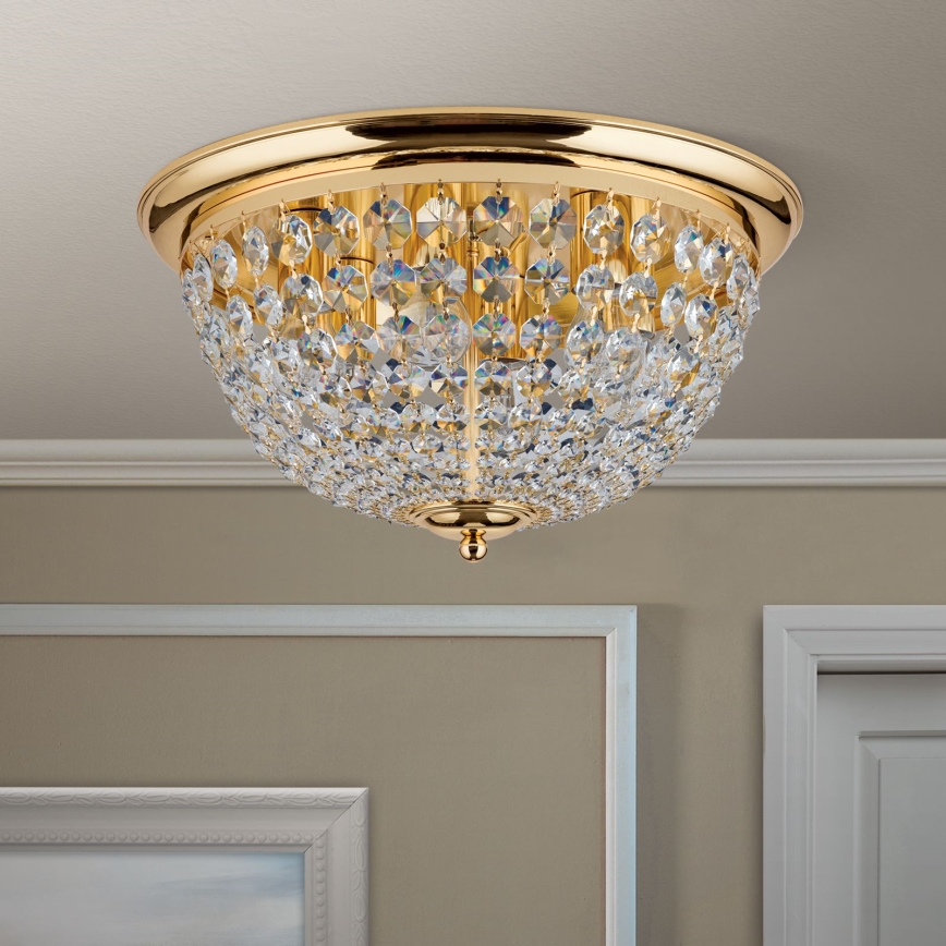 Plafon kryształowy PLAFOND 6xE27/40W/230V śr. 47 cm złoty