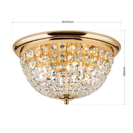 Plafon kryształowy PLAFOND 6xE27/40W/230V śr. 47 cm złoty