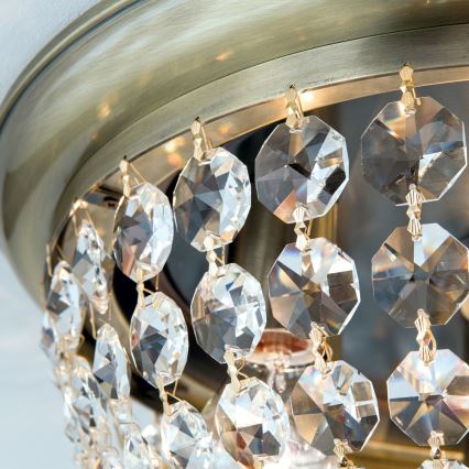 Lampa sufitowa kryształowa PLAFOND 6xE27/40W/230V śr. 47 cm brąz