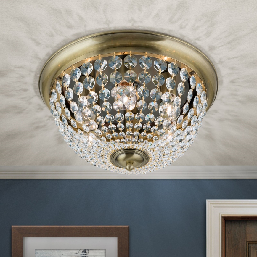 Plafon kryształowy  PLAFOND 6xE27/40W/230V śr. 47 cm brąz