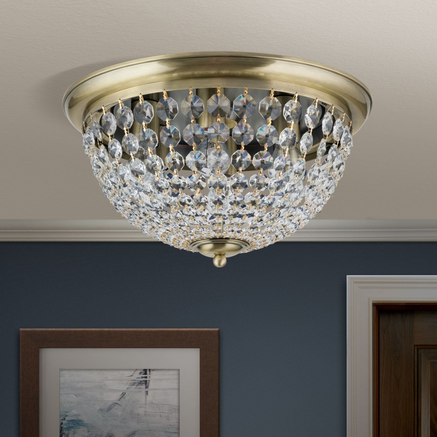 Plafon kryształowy  PLAFOND 6xE27/40W/230V śr. 47 cm brąz