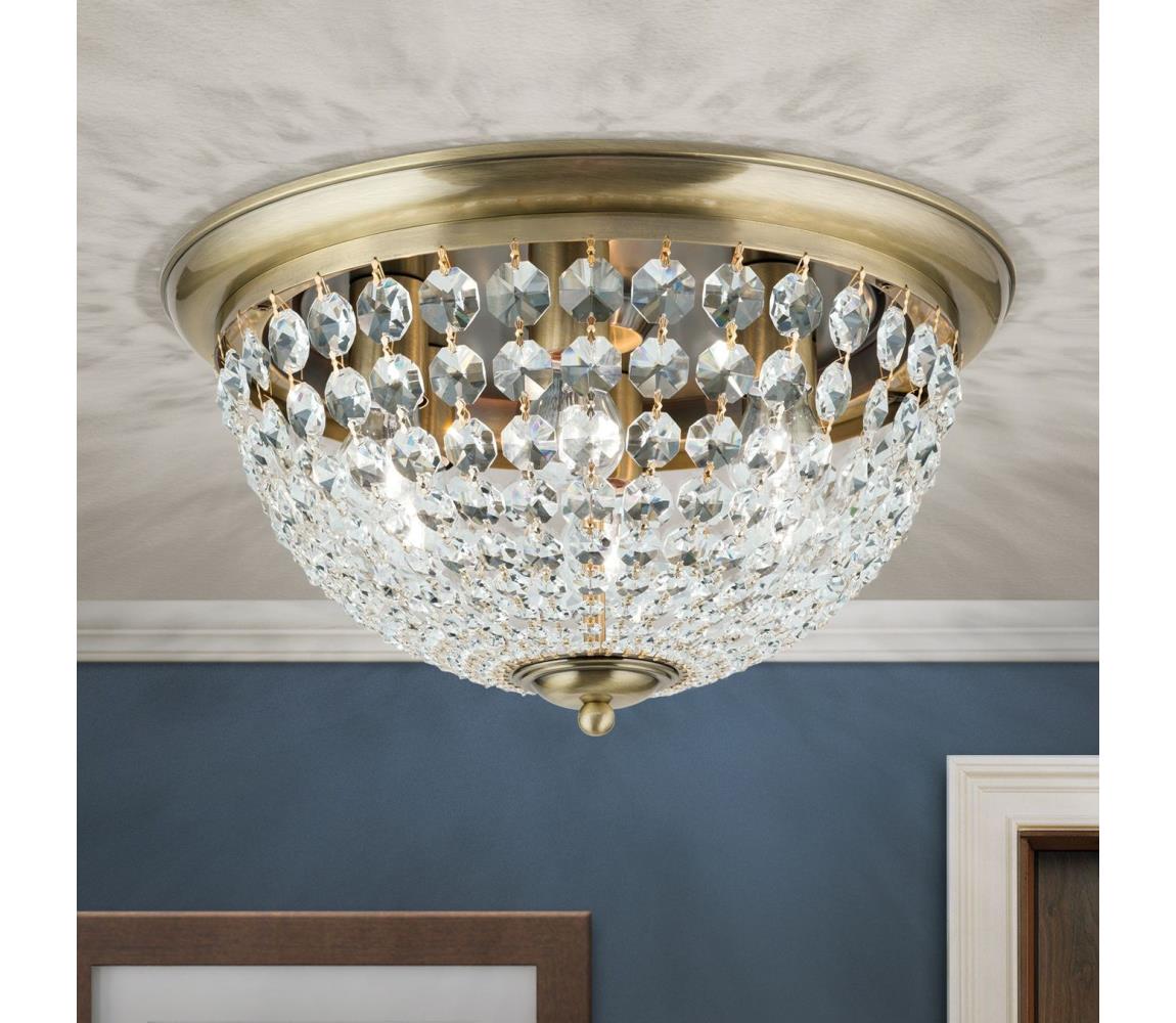 Orion DLU 1840/47- Plafon kryształowy PLAFOND 6xE27/40W/230V śr. 47 cm brąz